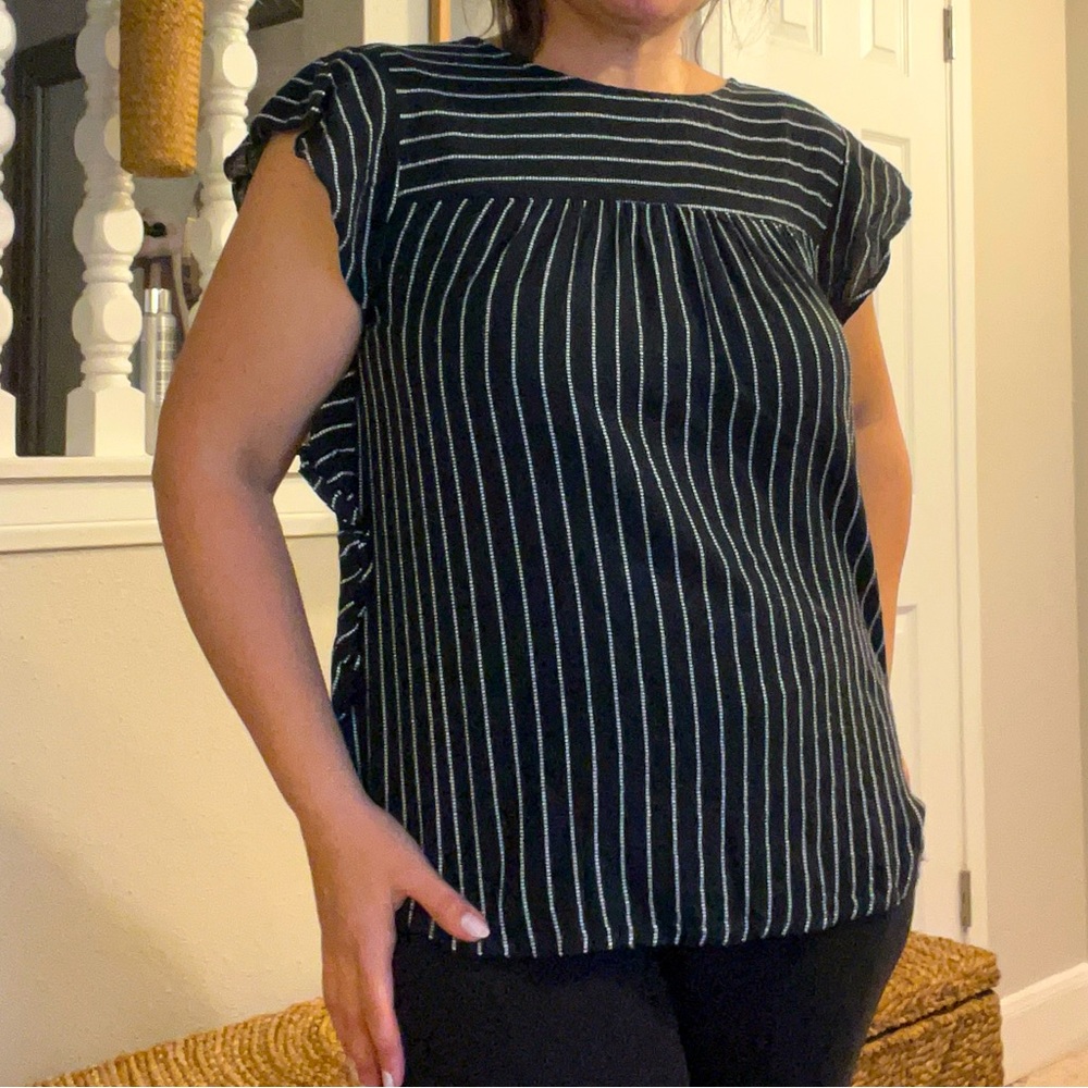WORLD MARKET black and white ethnic top Sz L/XL